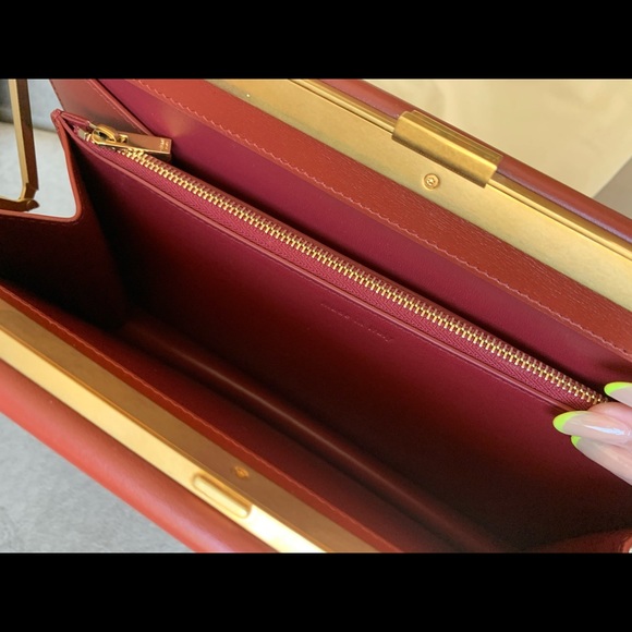 Celine Clasp Medium Red Calfskin Leather Tote - Picture 13 of 16